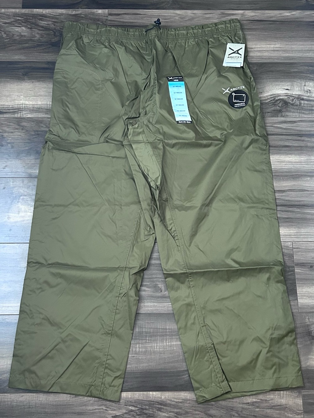 Arctix Storm Rain Pants Men’s Size 3XL / 32” Inseam Nylon Packable Olive New